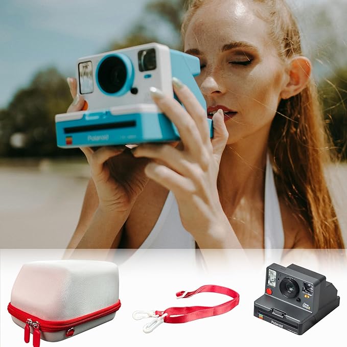 Kuprusar Camera Case for Polaroid OneStep 2VF/Now+ Camera, Hard Carrying Case Protective EVA Storage Bag for One Step+/Now/Now+ Plus 2nd I-Type Instant Film Camera with Shoulder Strap, white