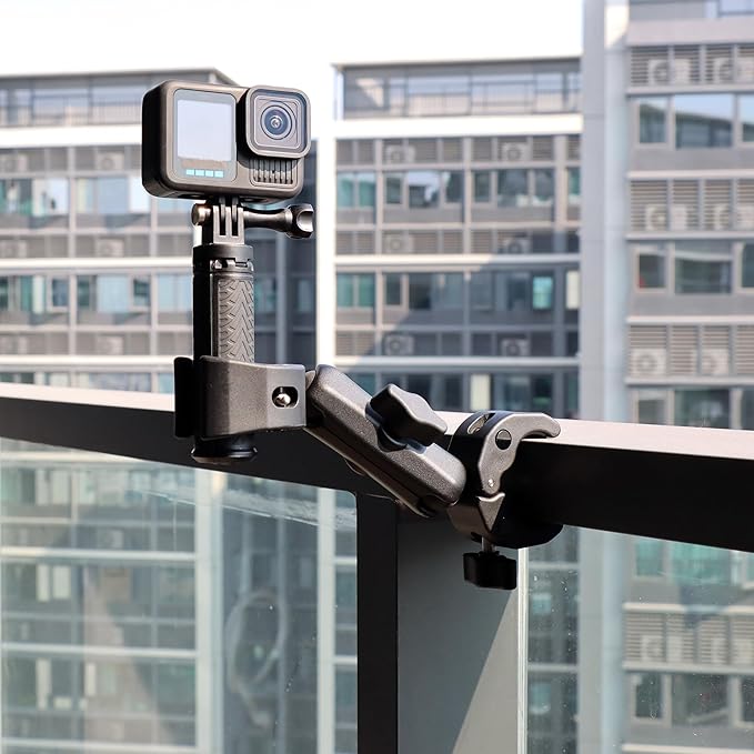 SOONSUN Double Super Clamp Camera Mount, Umbrella Clamp for Chair, Desk, Stroller, Wagons, Tripod, Pole, Light Stand, Cross Bar, Golf Cart, Motorcycle, Boom Stand, with 360° Magic Arm for Photography