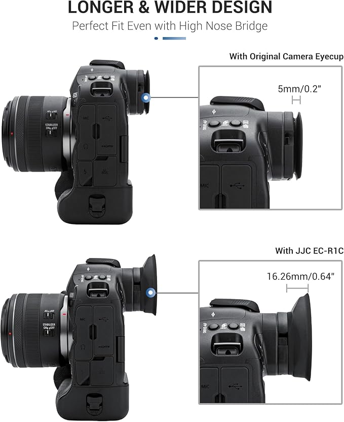 JJC ER-1 Extended Eyecup Eyepeice Viewfinder for Canon EOS R1 Camera, Soft Silicone Eye Cup Replaces Canon ER-i, Provides Comfortable Viewfinding