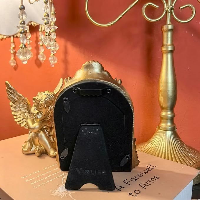 Vintage Picture Frames 2.5x3.5 Ornate Bronze Antique Picture Frames for Wall and Tabletop Vintage Photo Frame Victorian Home Decor Gallery Wall Decor in Arch Shape