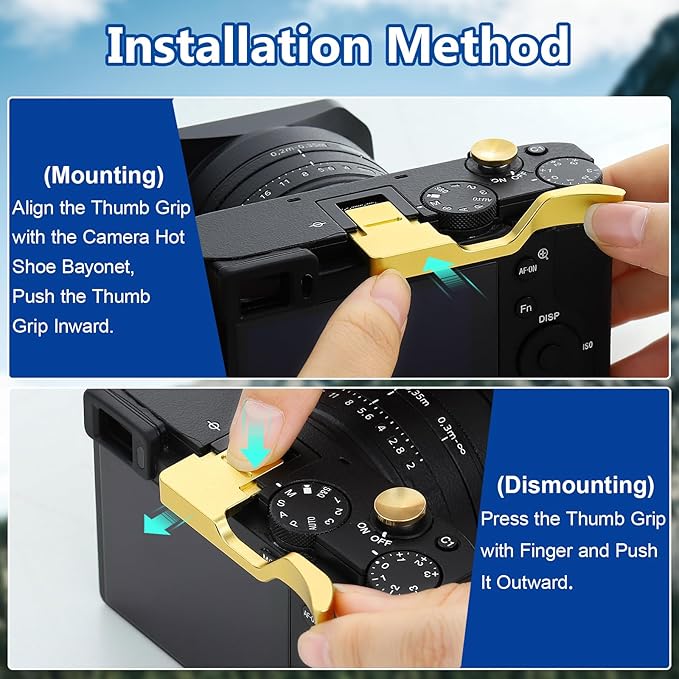 Haoge Thumb Hand Grip for Sony RX1R III Camera Accessories Gold Metal Hot Shoe rx1r m3 Thumb Up Rest Hand Grip THB-RX1RIII-G