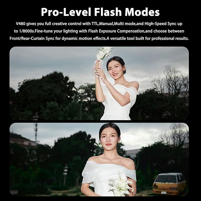 GODOX V480-N V480N Wireless Camera Flash Lithium Battery Flash Light 2 inch Touch Screen Supports ETTL High-Speed Sync X-triggering System Compatible with Nikon D7000 D7200 D850 D6600 D6500