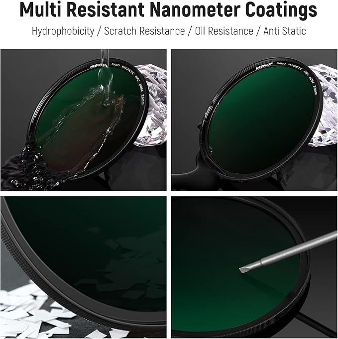 NEEWER 72mm 5 in 1 Magnetic ND Lens Filter Set, Black Diffusion 1/4 Filter, Soft GND8, ND8, ND64 Magnetic Adapter Ring, HD Optical Glass/Water Repellent/30 Layers Nano Coatings/Scratch Resistant