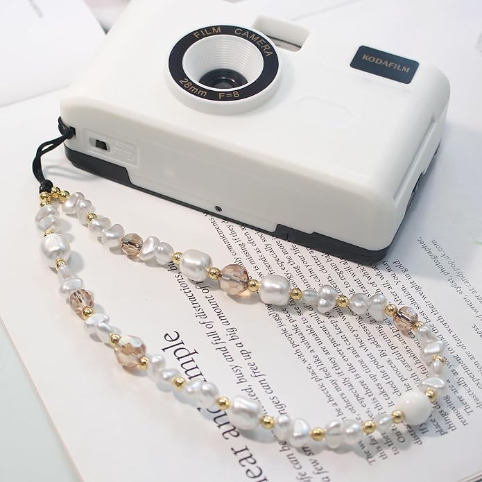 Beaded Camera Wrist Strap, Cute Phone Charms Strap, Pearl Bracelet Wrist Strap, Phone Keychain Decoration for Wallet