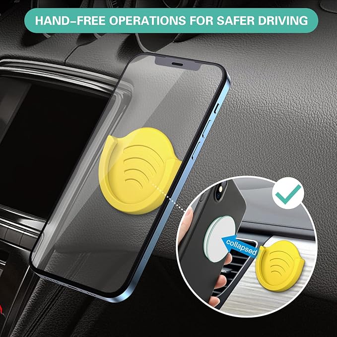 pop-tech 2 Pack Socket Car Mount, Silicone Phone Holder for Collapsible Grip Users with 3M Sticky Adhesive Replacement Used on Wall, Dashboard, Mirror, Desk, Home, Door, Office Yellow