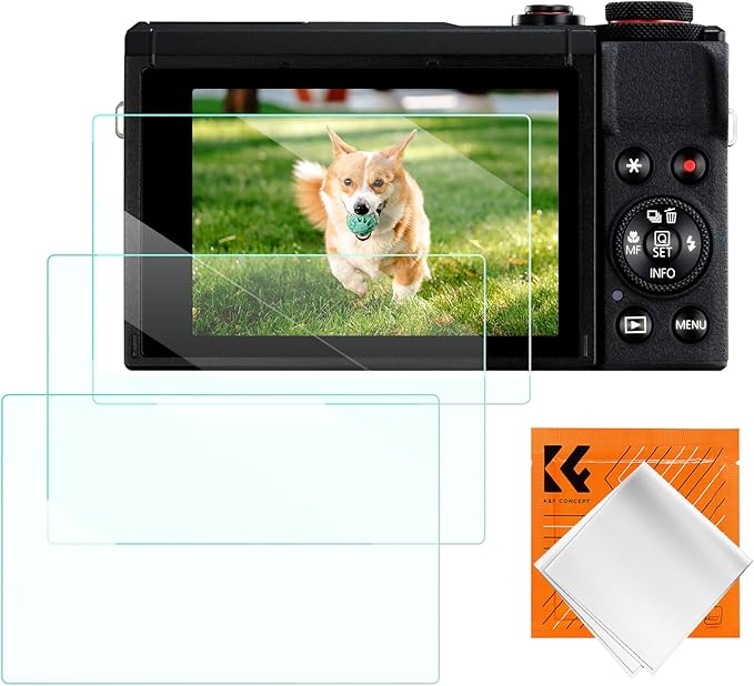 K&F CONCEPT 3 Pack Camera Screen Protector Compatible with Canon G9X II G9X G7X III G7X II G7X G5X II G5X, 0.3mm 9H Hardness Tempered Glass Cover Anti-Scratch Bubble-Free