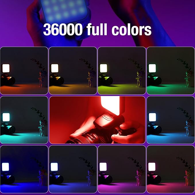 65 LEDs RGB Video Light, 3 Cold Shoe Mounts, 2500K-9000K Adjustable Color Temperature, 1200mAh Rechargeable LED Camera Light for Live Broadcast, Home Theater and Commercial Use