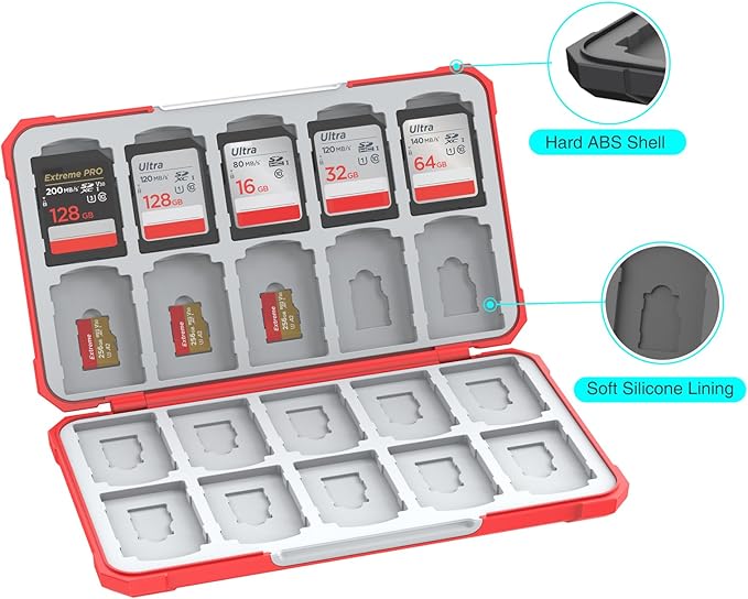 THELIFELICIOUS SD Card Holder Memory Card Case for SD/TF Cards, Memory Storage Organizer for 20 SDXC SDHC and 20 TF Cards