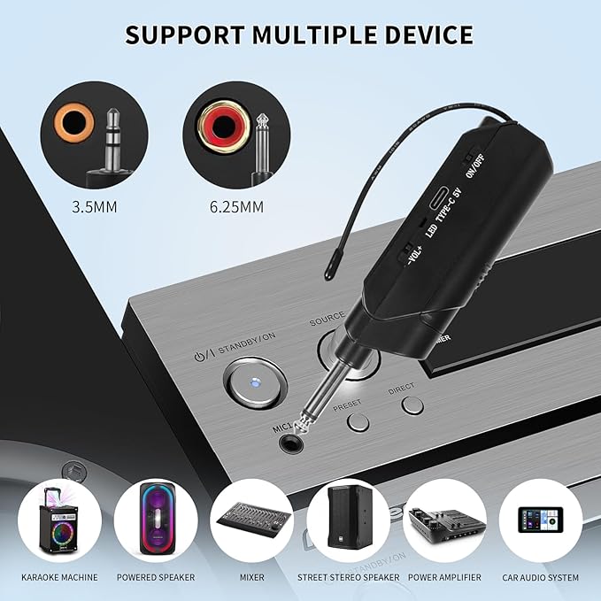 Wireless Microphones, Professional UHF Dual Microphones for Karaoke, Wireless Dynamic Microphone System Set with Rechargeable Receiver,Plug and Play, Speech, Wedding, Church, PA System