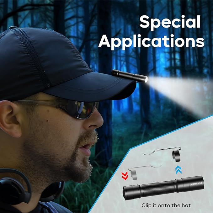 Mini Flashlight, Super Bright Small Tactical Flashlight, Ultra-Compact Powerful Flashlight, High Lumens Pocket Pen Light with Clip for Camping, Outdoor, Emergency