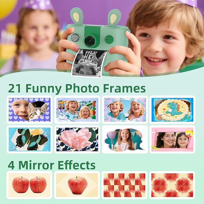 ORGSTA Kids Instant Print Camera for Boys and Girls 1080P HD Toddler Digital Camera with 3 Rolls Print Paper&32G Card, Christmas Birthday Gift Toys for Age 3-16 Kids Portable Travel Digital Camera Toy