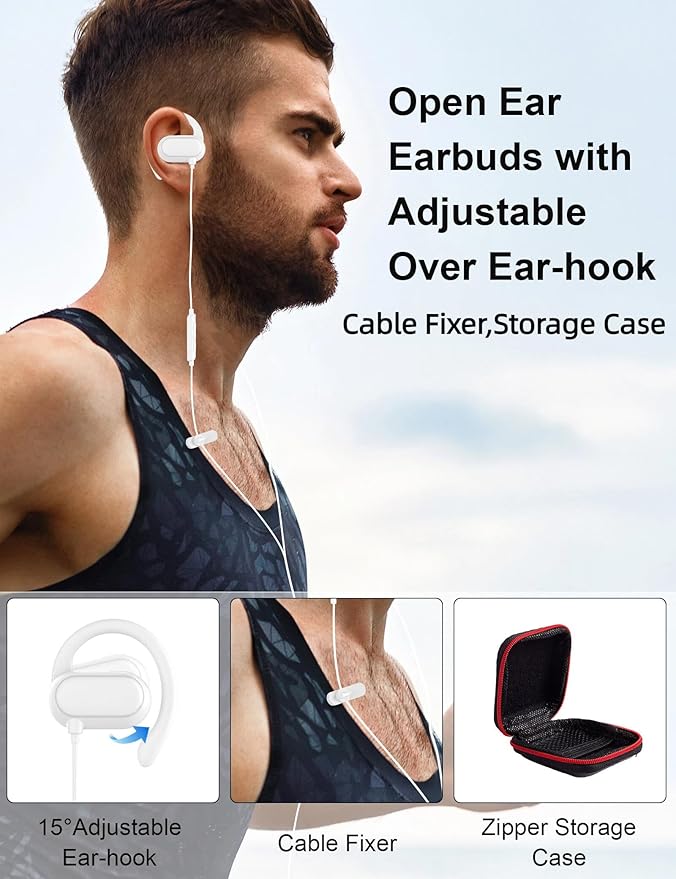 Open Ear USB C Headphones Wired Earbuds with Over Ear Hook for Samsung Galaxy S26 S25 Ultra S24 S23FE A17 A16,Type C Corded Headset with Mic Volume Control Earphone for iPhone 17 Pro Max 16 15