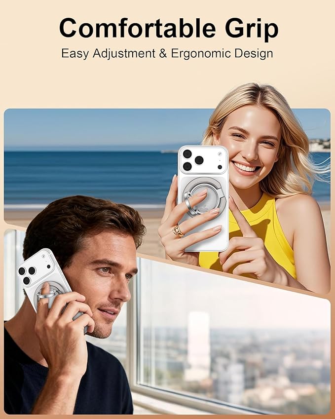 Magnetic Phone Ring Stand Grip for Back of Phone, Google Pixel 10 Pro Snap Magnetic Ring Stand, Dual-Sided MagSafe Finger Loop Handle Grip, iPhone 17 Pro Max Mag Safe Holder for Car Mount, Desk, Gym