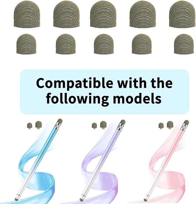 Bopomofo Replacement Fiber Mesh Tips for Stylus Pens - 10 Pieces Stylus Tips, Stylus Pen Tips, Fine Tip Stylus Replacement Tips, Touch Screen Tips