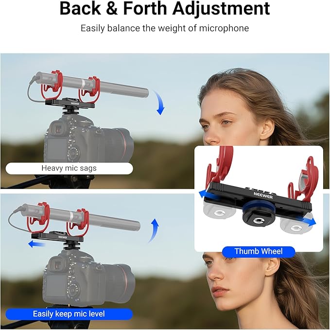 NEEWER Microphone Shock Mount, Adjustable Cold Shoe Mic Holder for Camera, Boom Pole, Tripod Accessories Compatible with Rode NTG Series Sennheiser MKE600 Audio Technica AT875R, MH2