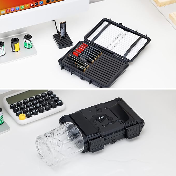 High Capacity 24 Slots M.2 2280 2260 2242 2240 2230 Case, Sturdy M.2 NVMe SSD Card Case with Label & Notepaper, Water-Resistant & Shockproof M.2 2280 SSD Holder Vertical Style M.2 Drive Organizer Box