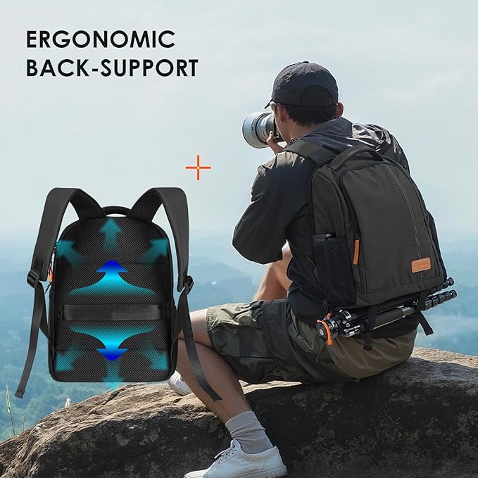 TARION Camera Backpack for Photographers - Compact 15L Camera Bag with 15.6 Inch Laptop Compartment - Side Access Quick Draw - Anti-theft Hidden Pocket Tripod Holder Rain Cover - TB04 Black