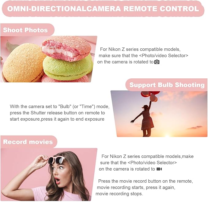 Remote Control for Nikon Camera,USB-C Rechargeable Wireless Shutter Release with OLED Screen – Video, Zoom & Focus Control for Nikon A1000, B600, P1000, P950, Z6III, Z30, Z50II, Zfc, Z5 (Black)