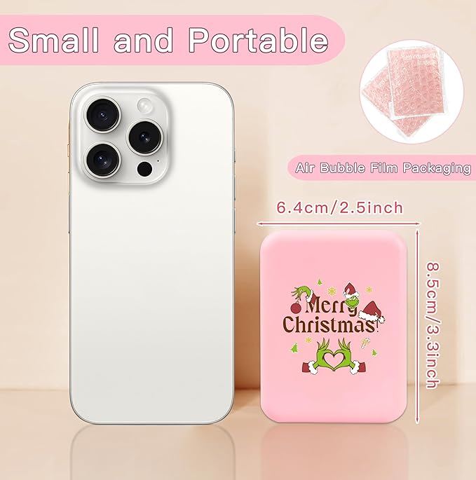 Preppy Cute Pink Travel Compact Mirror with Light for Purses 1X/2X Magnification Small Led Portable Pocket Makeup Mirror, Trendy Christmas Birthday Gift Stocking Stuffers for Teen Girls Women