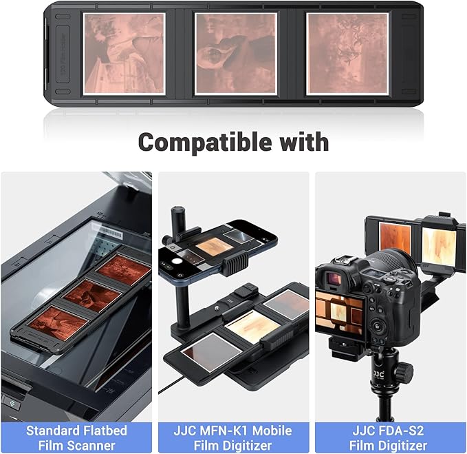 JJC Slide Mount Holder for 6x6 Medium Format Film Compatible with Film Scanners Copying Equipment, Holds 3 Negative Frames On Digitizing Adapter Set