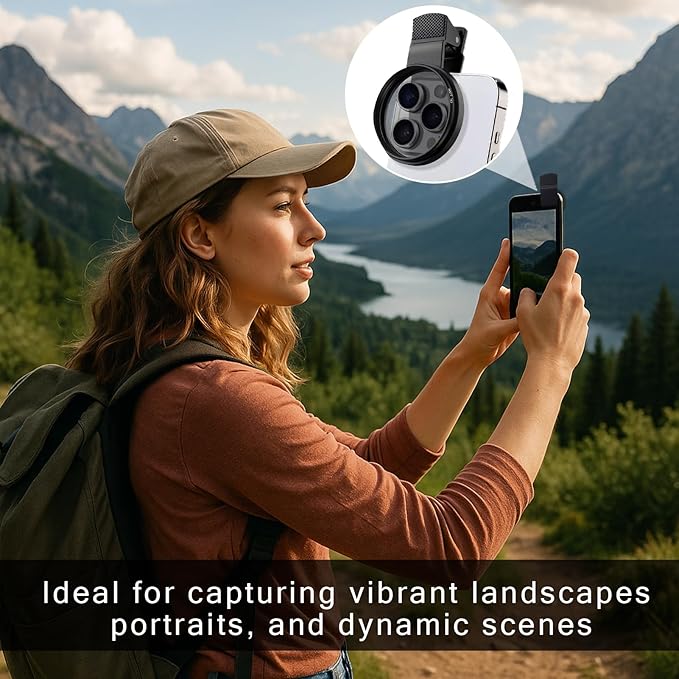 52mm Clip-On Cpl Phone Camera Lens Filter, Enhance Photo Quality,Polarizer Circular Filter,for Photography Enthusiasts,Ultra Slim Multi- Coated Cpl Filter Compatible with iPhone 15/14/13 Samsung
