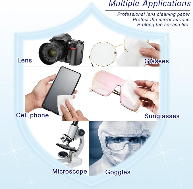 500 Pieces Lens Cleaning Paper Tissue and 2 Double Sided Cleaning Cloth-Lens Cleaning Paper for Camera Lenses, Microscopes, Computer Screens, Magnifiers, Glasses, 10 Booklets