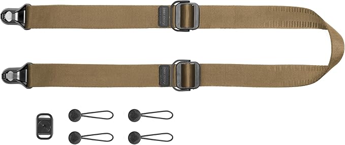 Peak Design Slide Lite Camera Strap, Coyote, Configurable as a Sling, Neck or Shoulder Strap, Quick Release and Connection, Smooth and Grippy Side, Camera Straps for Photographers, 200 lb Capacity