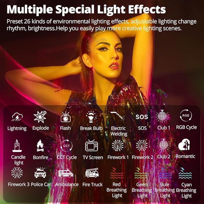 A2 PRO RGB Tube Light with App Control, High CRI95+ LED Video Light for Photography, 36000 Colors 26 FX Effects, 2500K-8500K Adjustable, Rechargeable Battery Light Bar - Studio Content Creation
