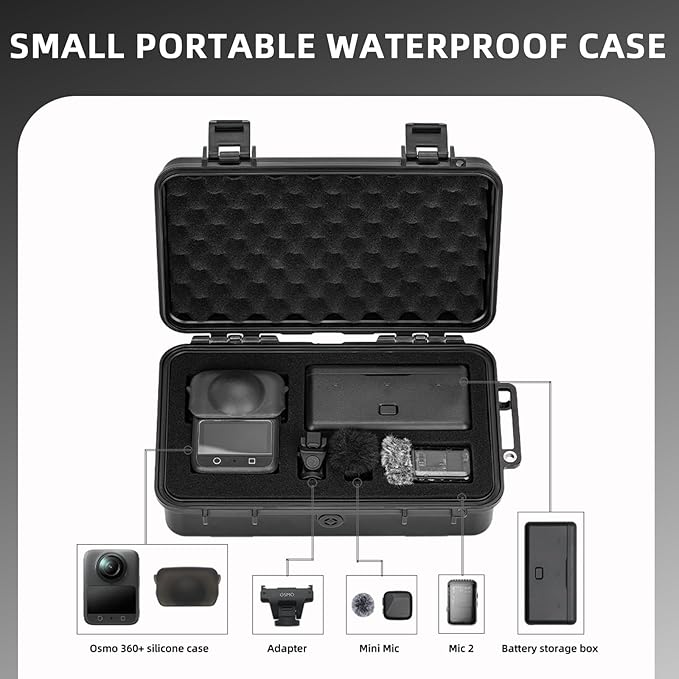 Flymile Osmo 360 Carrying Case, Portable Waterproof Hard Travel Storage Bag 4 x battery/Charging Hub for DJI Osmo 360 Camera Accessories(Case Only)