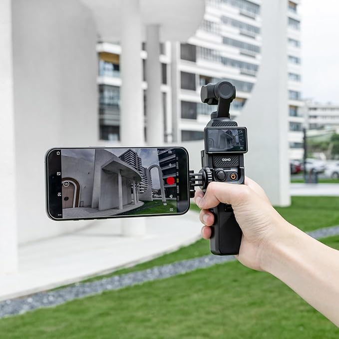 JJC Pocket 3 Magnetic Phone Holder Mount, Expansion Adapter Cage for DJI Osmo Pocket 3 Creator Combo, with Cold Shoe & Magsafe Bracket for iPhone 17 16 15 14, Pocket3 Vlog Accessories on Tripod Stick