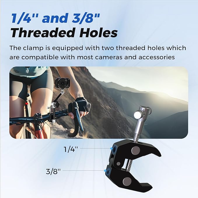 ATLI 11" Super Camera Clamp Mount Adjustable Magic Arm 1/4" and 3/8" Threads Compatible with Flash Led Light Monitor DSLR EON Camera