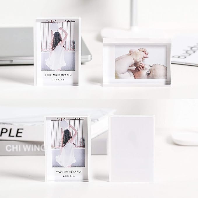 Instax Mini Film Picture Frame 2x3 for Fujifilm & Polaroid - Acrylic Display Holder (3 Pack)