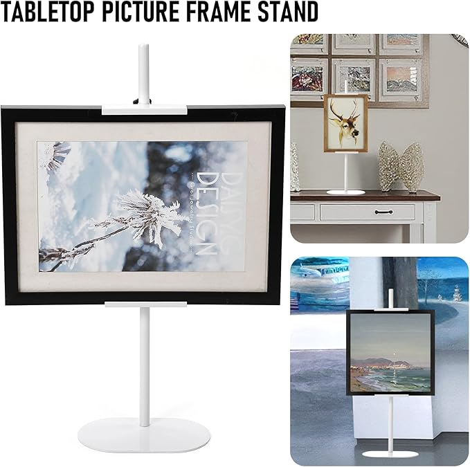 Adjustable Tabletop Easel Stand - Up to 28" Height, Metal Easel Stands for Sign, White Modern Picture Easels for Display, Heavy Duty Easels with Base for Art Paintings Photos