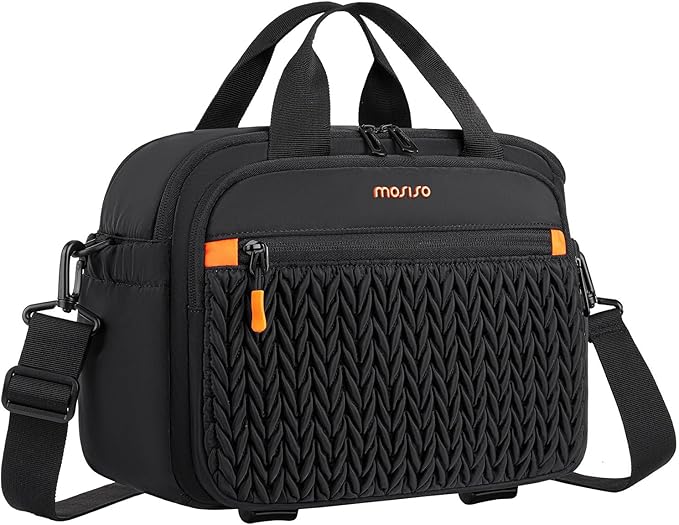 MOSISO Camera Bag for Photographers, Photography Shoulder Bag for DSLR/SLR/Mirrorless Cameras, Wheat Ear Quilted Padded Camera Case with Rain Cover & Bottom Tripod Holder for Canon/Nikon/Sony, Black