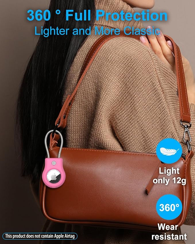 SCALLOP Airtag Keychain Holder 4 Pack, Air Tag Lock Case Holders with Wire Cable, Sturdy Protection Airtag Key Chain, Compatible Apple Airtag for Key Ring,Keys, Luggage