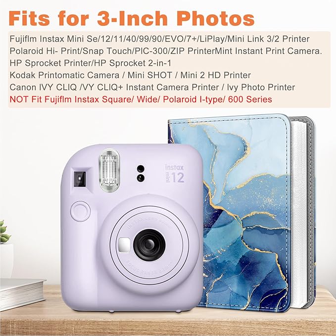 Fintie Instax Mini Photo Album Book for 2x3 Inch Films - 256 Pockets Small Albums for Fujifilm Instax Mini 12/11/99/40/EVO/SE/7+/LiPlay Instant Camera, Polaroid Pictures, Ocean Marble