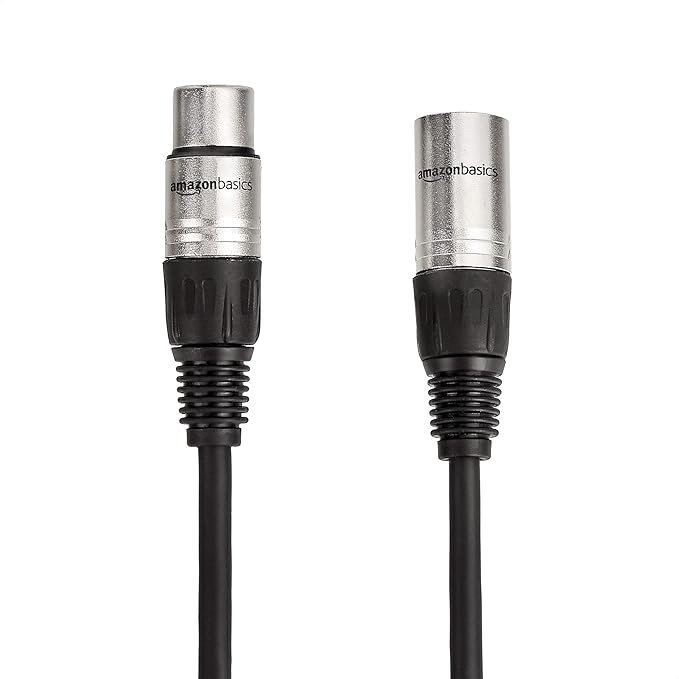 Amazon Basics 2-Pack XLR Microphone Cable for Speaker or PA System, All Copper Conductors, 6MM PVC Jacket, 6 Foot, Black