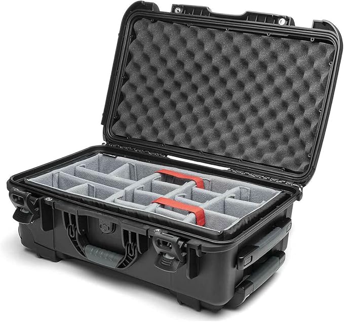 NANUK 935 Hard Case with Padded Divider – Waterproof Equipment Case with Wheels, 22” x 14” x 9” – Dustproof and Impact Resistant, Airline Carry-On Approved – Black