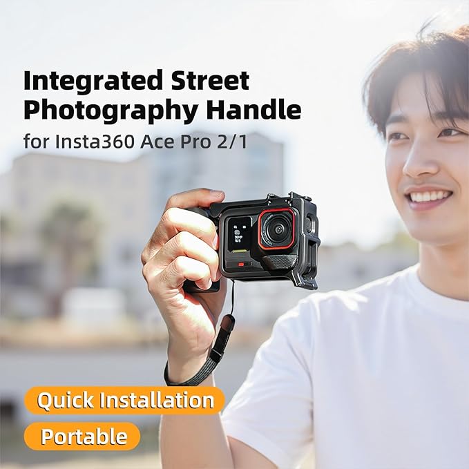 Camera Shooting Handle Grip for Insta360 Ace Pro 2/Ace Pro Street Photography Handle Kit with Shutter Button, Quick Release Mount, Cold Shoe for Insta 360 Ace Pro 2/Ace Pro Accessories