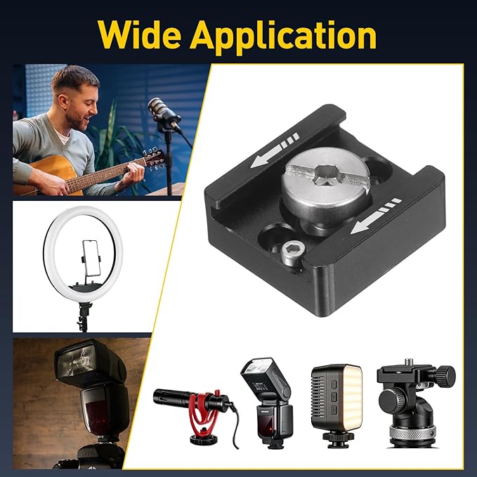 Cold Shoe Mount Adapter, Cold Shoe Extension Extender with 3/8" Screw for Camera Flash LED Light Monitor Microphone Audio Recorder