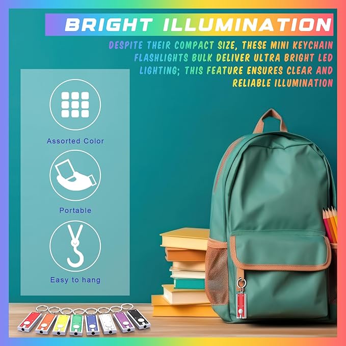 8 Pcs Mini Keychain Flashlight LED Keychain Light Bulk Small Flashlight for Outdoor Camping Hiking Equipment and Emergency Gift(Multicolor)