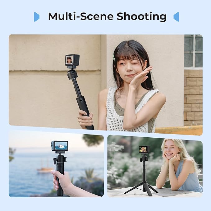 SmallRig Action Camera Selfie Stick Tripod, 7.8-21.6in Extendable, 360° Ball Head, Cold Shoe Mount, Quick Release Adapter for DJI Action 5 Pro/4, 1/4-20" Screw for GoPro Hero 13/12/11, Webcam - 5435