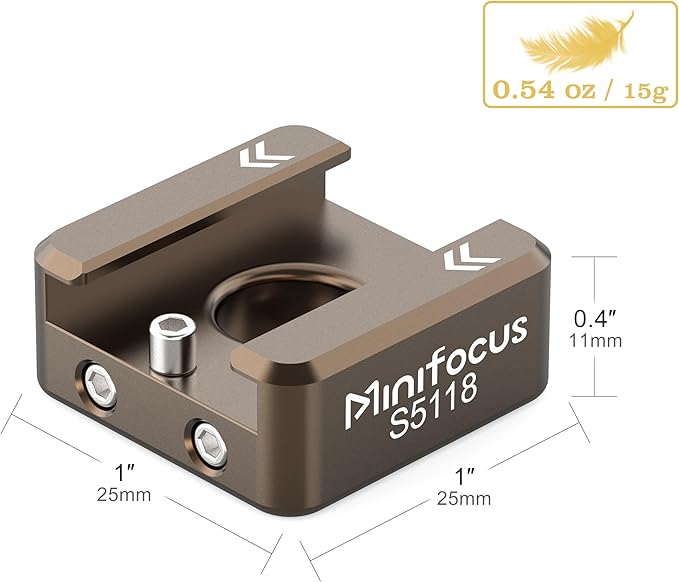 MINIFOCUS Cold Shoe Mount(2 Pack), 1/4"-20 Screw with Locating Pins Compatible for ARRI Standard Mounting Points, with 3/8"-16 Adapter for Camera Cage Flash LED Monitor Microphone