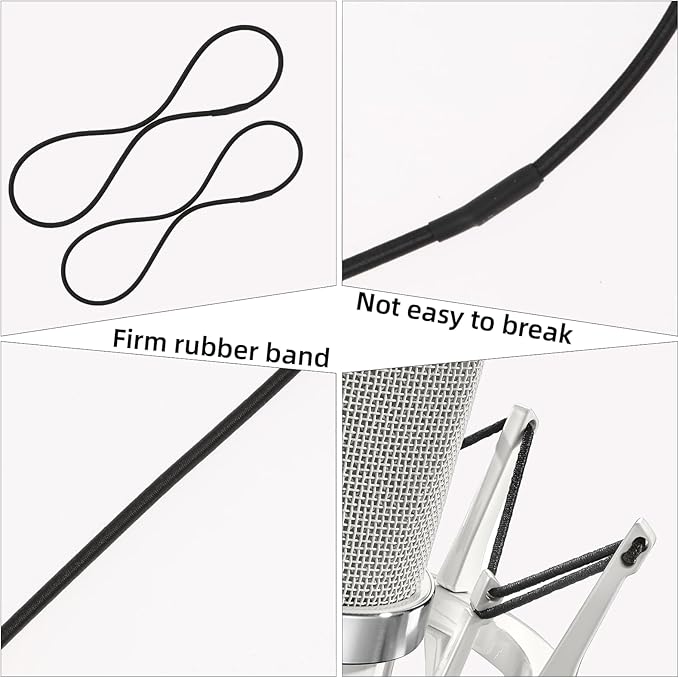 8PCS Microphone Shock Mount Rubber Ring, Black Universal Elastic Bands Replacement for Microphone Shock Mount Holder Clamp Clip (Black)