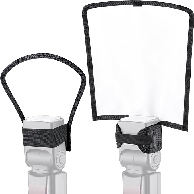 waka Flash Diffuser Reflector Kit - Bend Bounce Flash Diffuser+ Silver/White Reflector for Speedlight, Universal Mount for Canon, Nikon, etc.