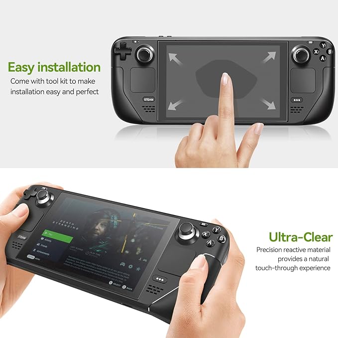 ivoler 2-Pack anti-glare Etched Screen Protector for Steam Deck 7.0''/Steam Deck OLED 7.4'', Matte Anti Glare Tempered Glass with Alignment Frame Anti-Scratch Full Coverage Guard for Steam Deck