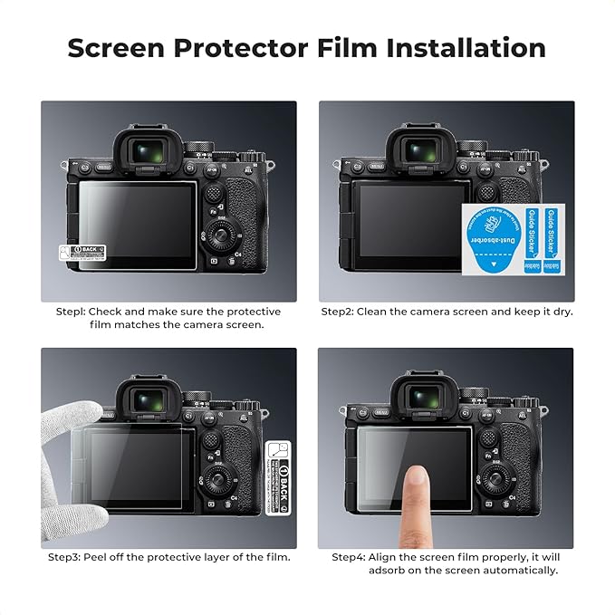 K&F CONCEPT 3 Pack Camera Screen Protector Compatible with Sony A7M5 A7R5, 0.3mm 9H Hardness Tempered Glass Cover Anti-Scratch Bubble-Free & Hot Shoe Cover