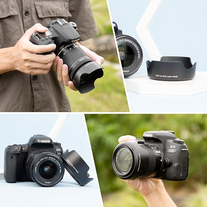 Lens Hood Shade for Canon EF-S 18-55mm f/3.5-5.6 is STM, RF-S 14-30mm f4-6.3 is STM PZ, RF 24-50mm f/4.5-6.3 is STM Lens Replaces Canon EW-63C Hood for Canon Rebel T8i T7i T7 EOS R50V R8 R10 90D 80D