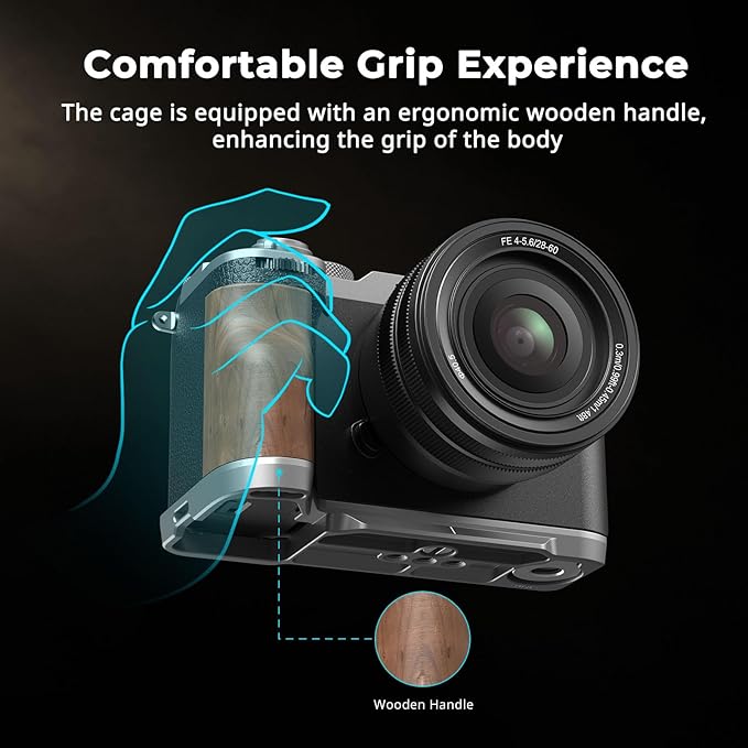 SmallRig A7C II / A7CR Handgrip L-Shape Grip for Sony Alpha 7C II/Alpha 7CR, Quick Release Plate for Arca, Lightweight Wooden Side Handle, for Quickly Switch on Tripods/Handheld Shooting - 4796B