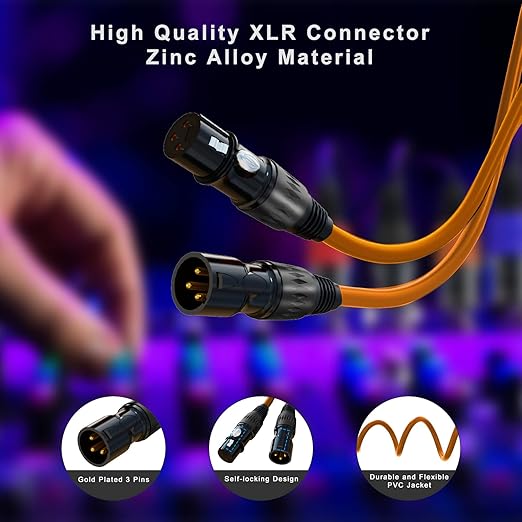 XLR Cables, Microphone Cable Male to Female 25ft 6Pack, XLR Speaker Cable Gold-Plated 3-Pin for Microphone, Mixer, Recording Studio- 25 Feet, 6 Color Pack